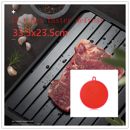 Quick defrost tray with drip tray, silicone and aluminium alloy thawing plate for frozen food