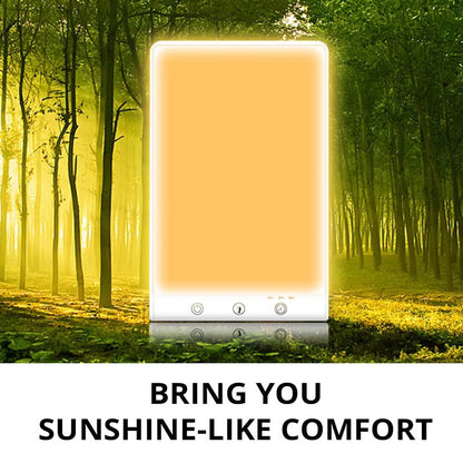 Modern SAD light therapy lamp with touch controls and USB/mains power options