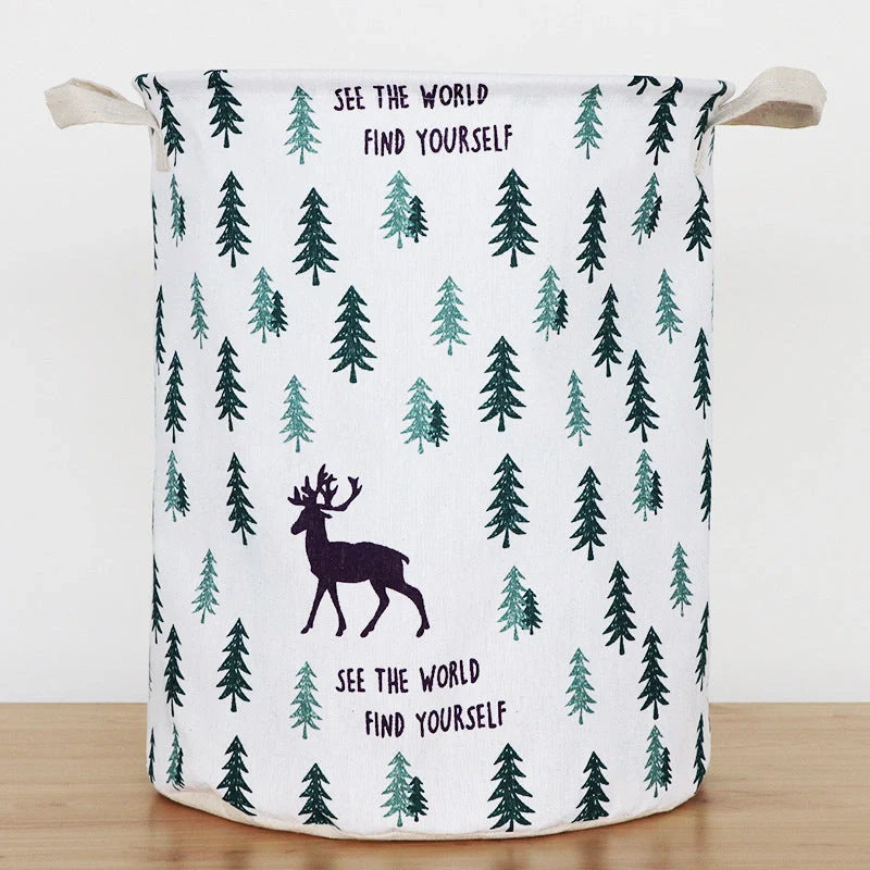 European style cotton linen laundry basket with various designs for home organisation