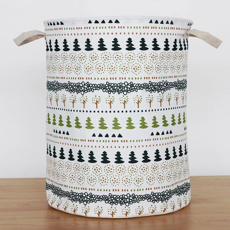 European style cotton linen laundry basket with various designs for home organisation