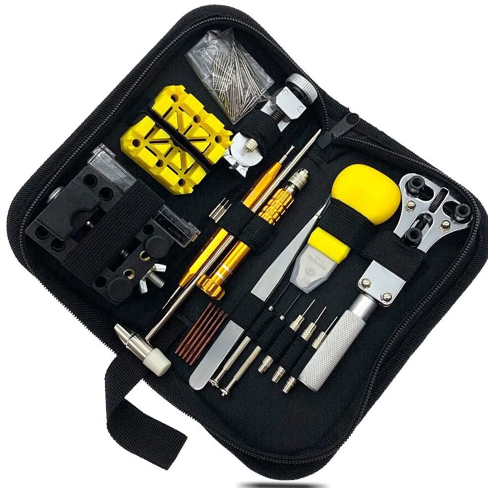 148-piece alloy steel watch repair tool set in black, blue, or gold hand diamonds, 20.5 cm case for home use