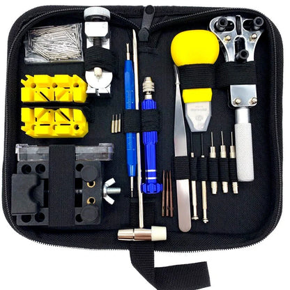 148-piece alloy steel watch repair tool set in black, blue, or gold hand diamonds, 20.5 cm case for home use