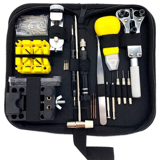 148-piece alloy steel watch repair tool set in black, blue, or gold hand diamonds, 20.5 cm case for home use