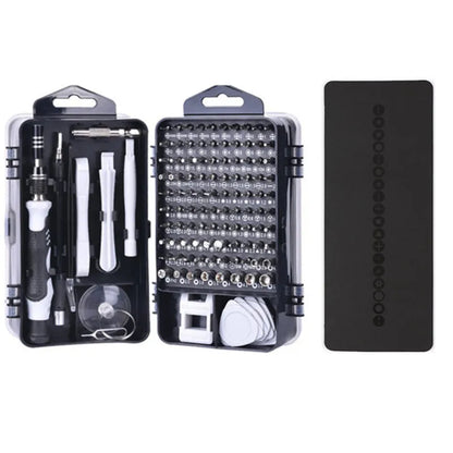 117 in 1 magnetic screwdriver set with bits, flexible extension, and compact case for electronics repair