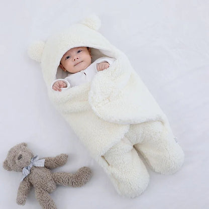 Thickened anti-shock baby quilt in khaki colour showing lamb velvet exterior and pure cotton interior