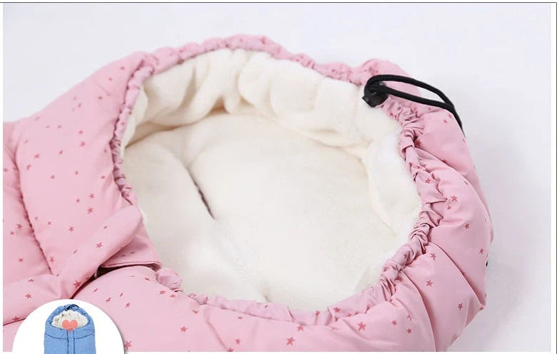 Winter windproof baby sleeping bag in various colours, perfect for strollers and wheelchairs