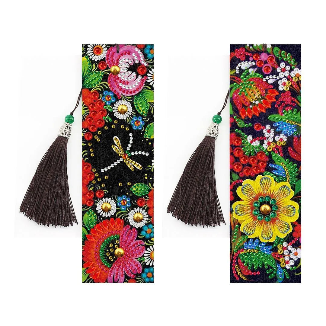 5D diamond painting DIY bookmark kit with pendant, 6x21cm PU material, modern simple style
