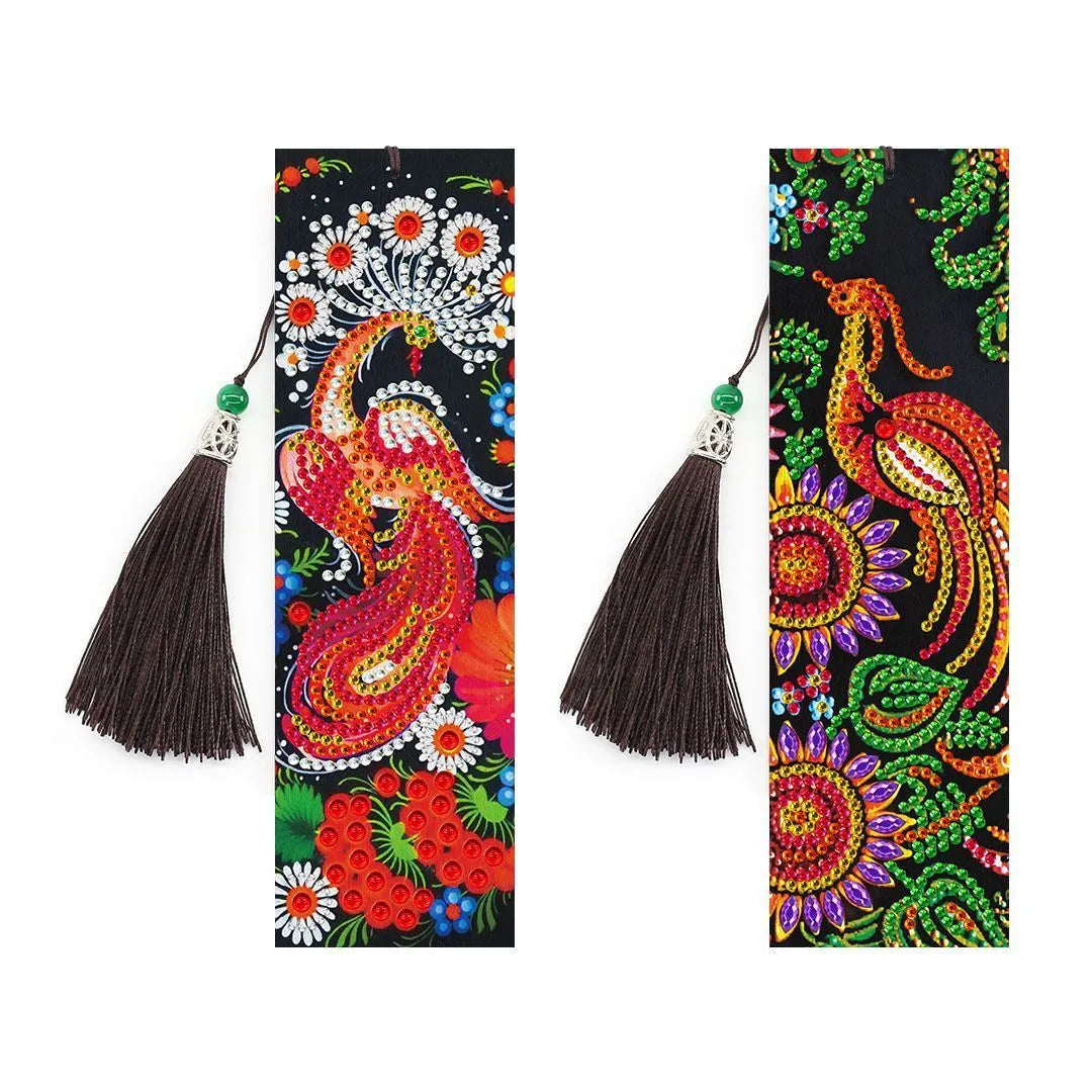 5D diamond painting DIY bookmark kit with pendant, 6x21cm PU material, modern simple style