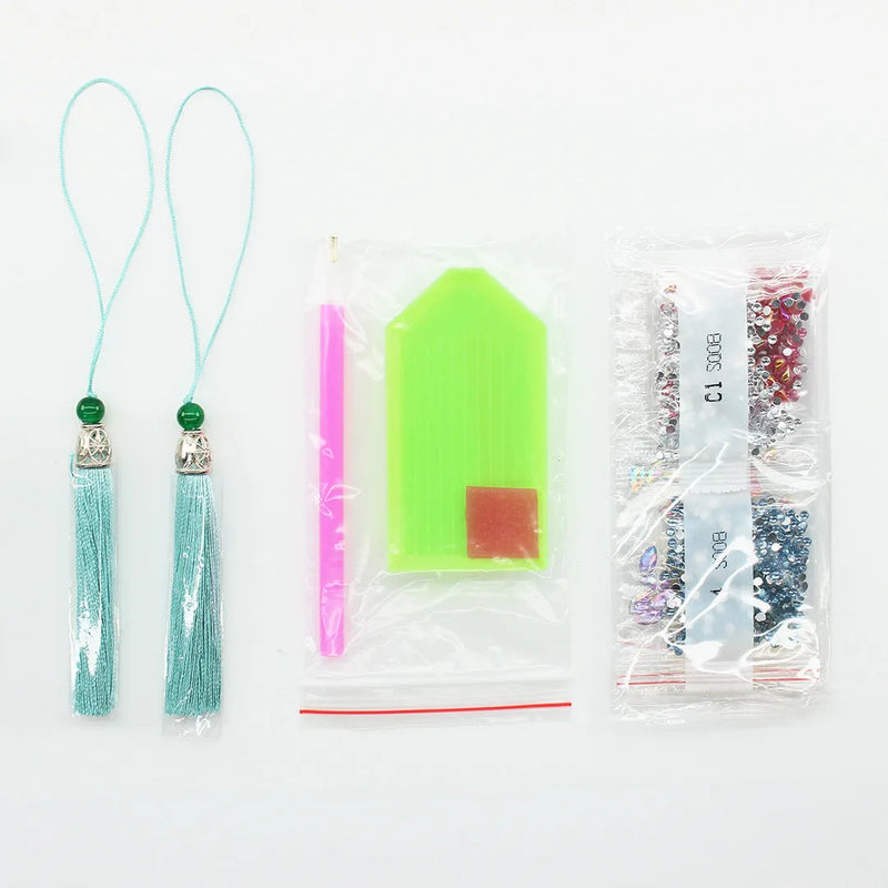 DIY Diamond Painting Bookmark with Pendant, 5D PU Material Handmade Craft, 6x21cm Modern Simple Style, Frameless Home Craft Activity, Creative Gift for Book Lovers