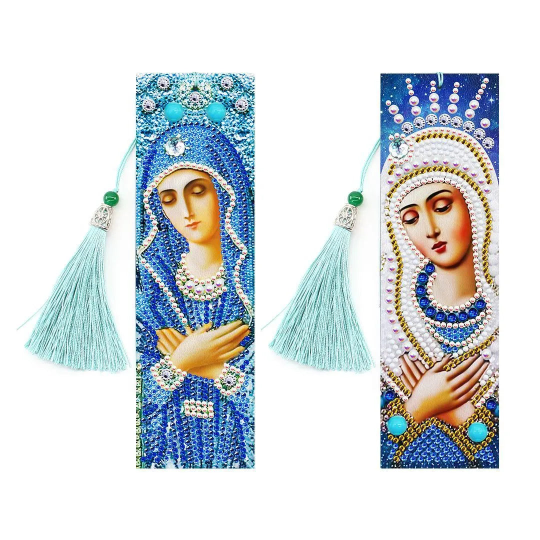 5D diamond painting DIY bookmark kit with pendant, 6x21cm PU material, modern simple style