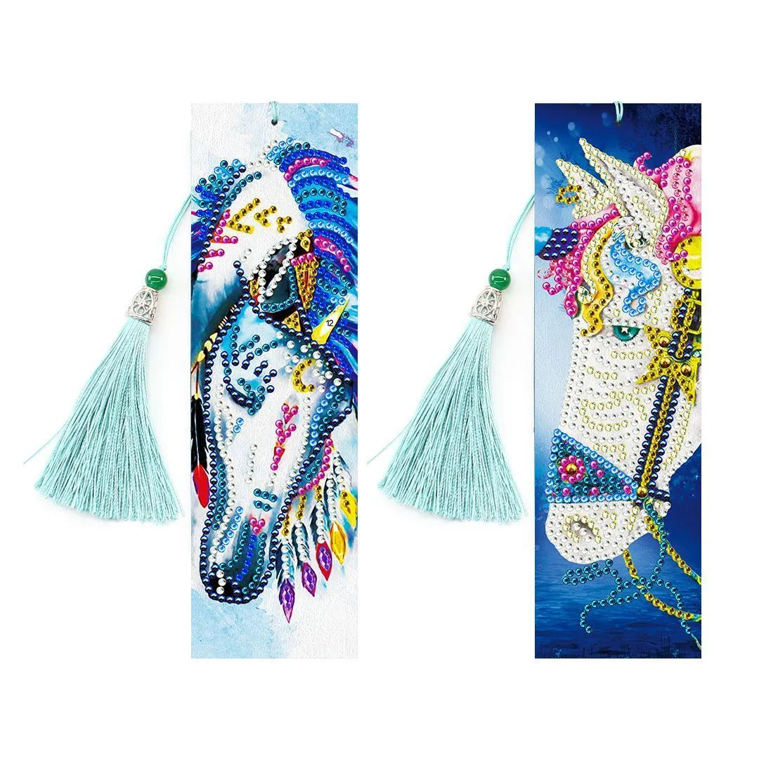 5D diamond painting DIY bookmark kit with pendant, 6x21cm PU material, modern simple style