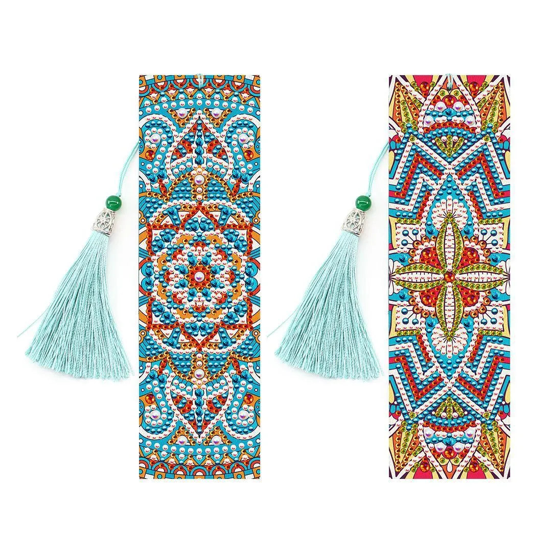 5D diamond painting DIY bookmark kit with pendant, 6x21cm PU material, modern simple style