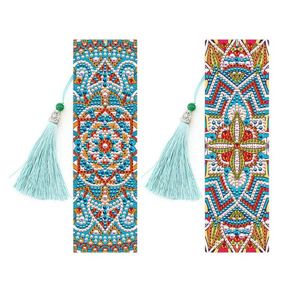 5D diamond painting DIY bookmark kit with pendant, 6x21cm PU material, modern simple style