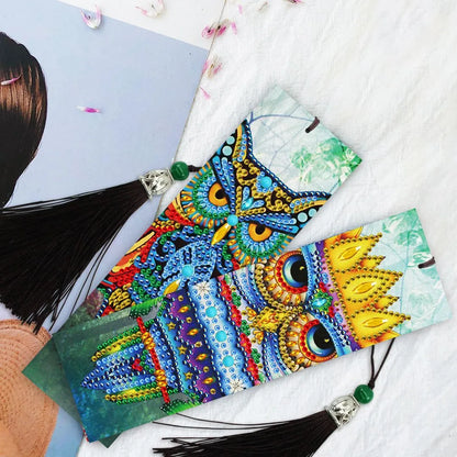 5D diamond painting DIY bookmark kit with pendant, 6x21cm PU material, modern simple style