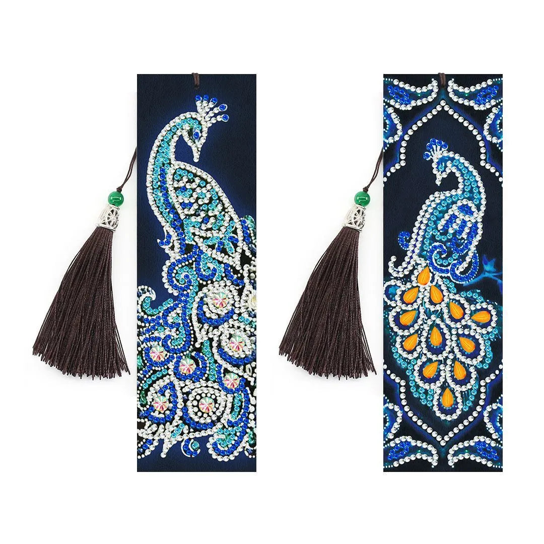 5D diamond painting DIY bookmark kit with pendant, 6x21cm PU material, modern simple style