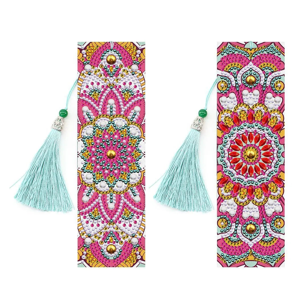 5D diamond painting DIY bookmark kit with pendant, 6x21cm PU material, modern simple style