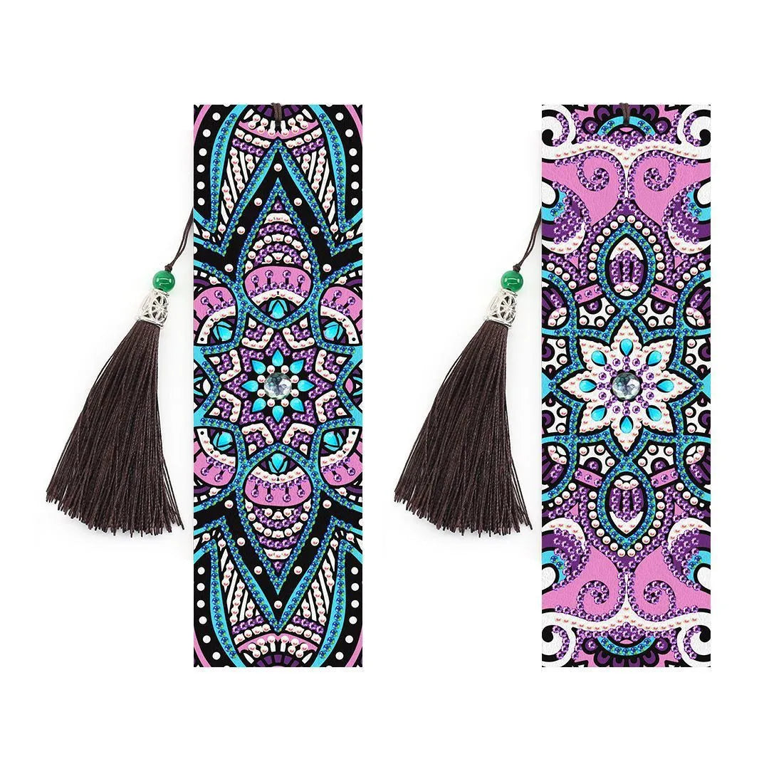 5D diamond painting DIY bookmark kit with pendant, 6x21cm PU material, modern simple style
