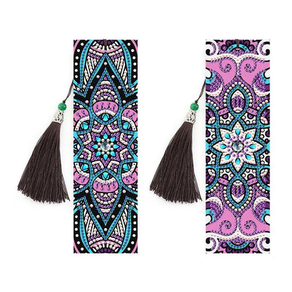 5D diamond painting DIY bookmark kit with pendant, 6x21cm PU material, modern simple style