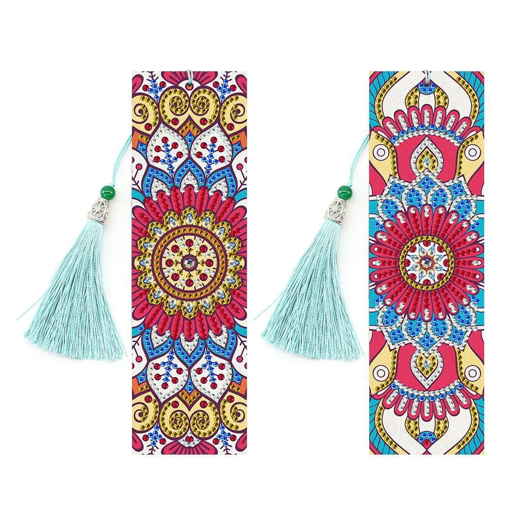 5D diamond painting DIY bookmark kit with pendant, 6x21cm PU material, modern simple style