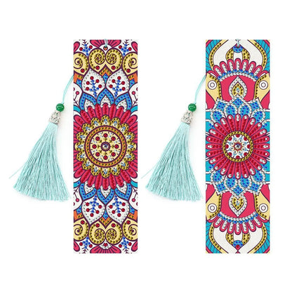 5D diamond painting DIY bookmark kit with pendant, 6x21cm PU material, modern simple style
