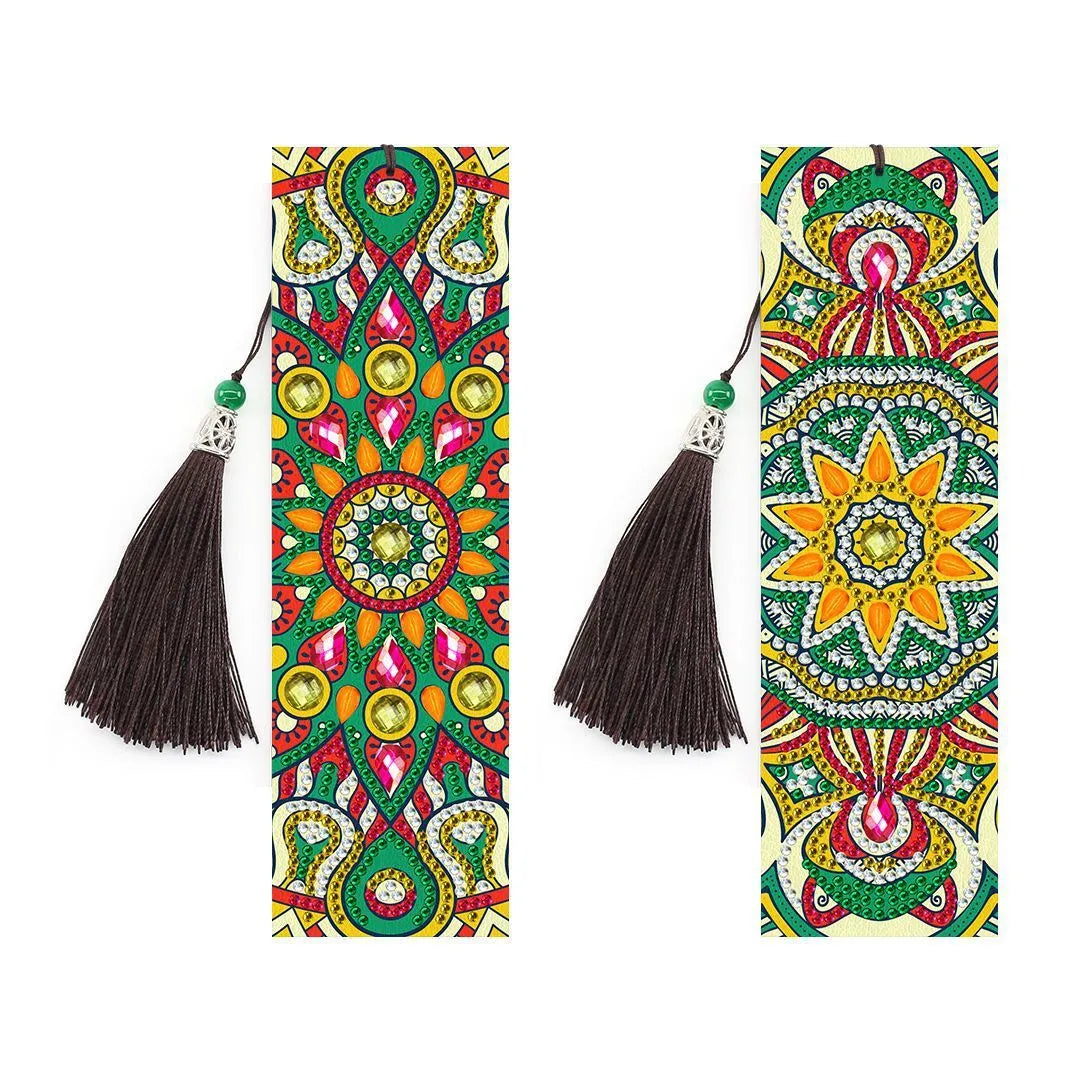 5D diamond painting DIY bookmark kit with pendant, 6x21cm PU material, modern simple style