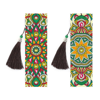 5D diamond painting DIY bookmark kit with pendant, 6x21cm PU material, modern simple style