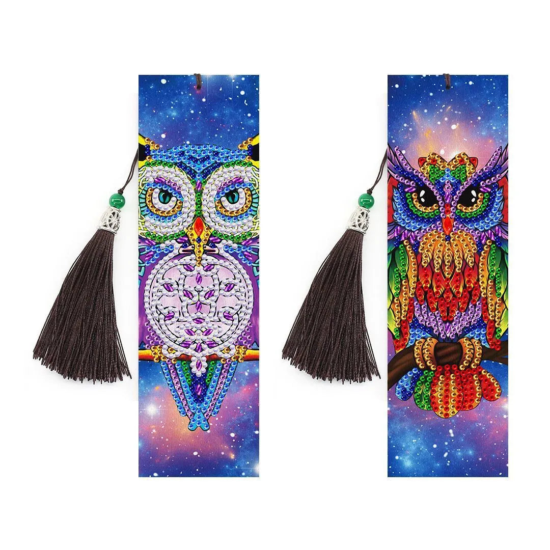 5D diamond painting DIY bookmark kit with pendant, 6x21cm PU material, modern simple style