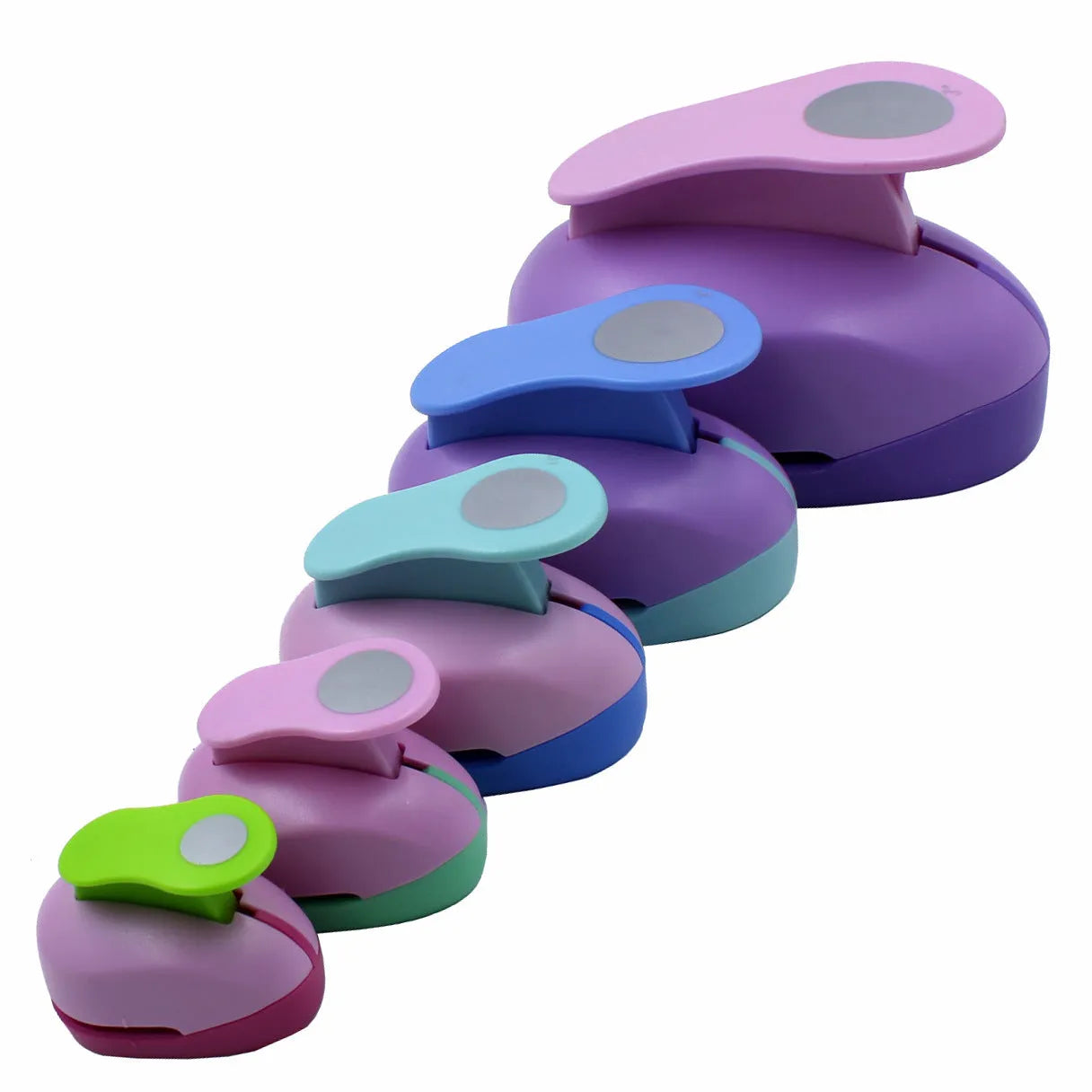 Round children's puzzle embossing machine with colourful design and six size options for paper crafts