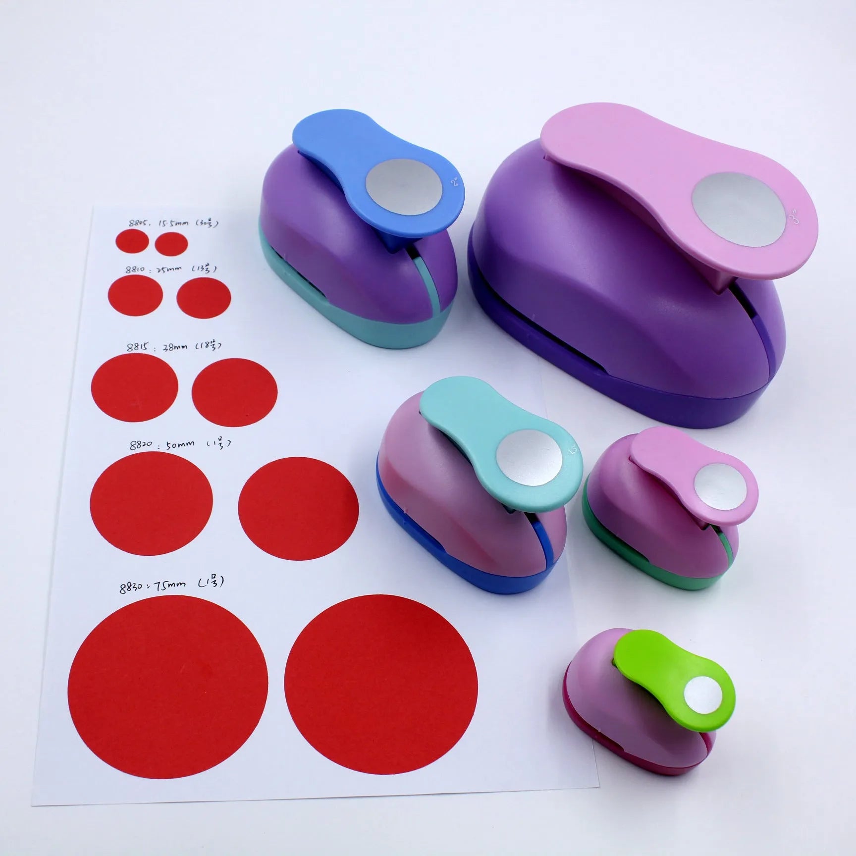 Round children's puzzle embossing machine with colourful design and six size options for paper crafts