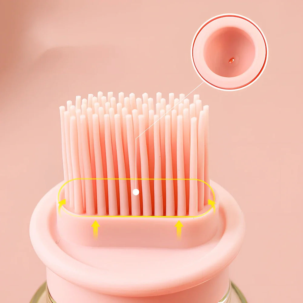 Pink portable oil bottle with silicone brush for baking and barbecue cooking with dust cover