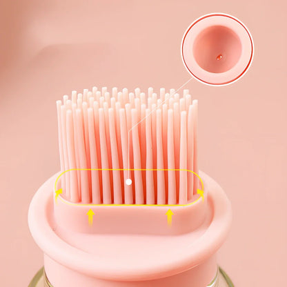 Pink portable oil bottle with silicone brush for baking and barbecue cooking with dust cover