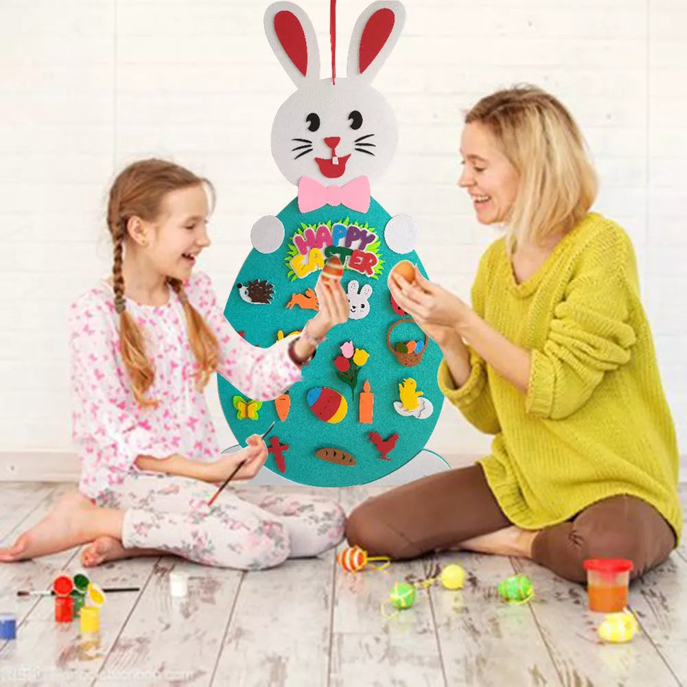 DIY Felt Bunny Pendants with detachable alphabet Easter ornaments for creative play