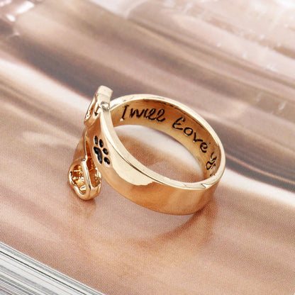 Adjustable Hollow Love Dog Claw Ring in gold with a unique design