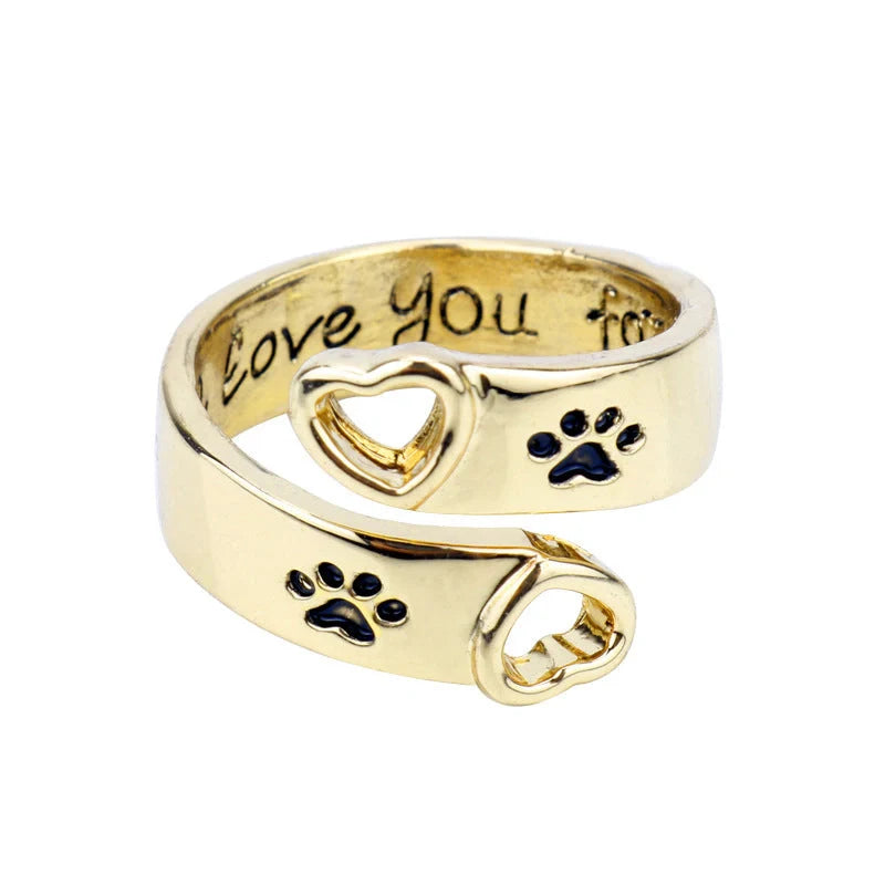 Adjustable Hollow Love Dog Claw Ring in gold with a unique design
