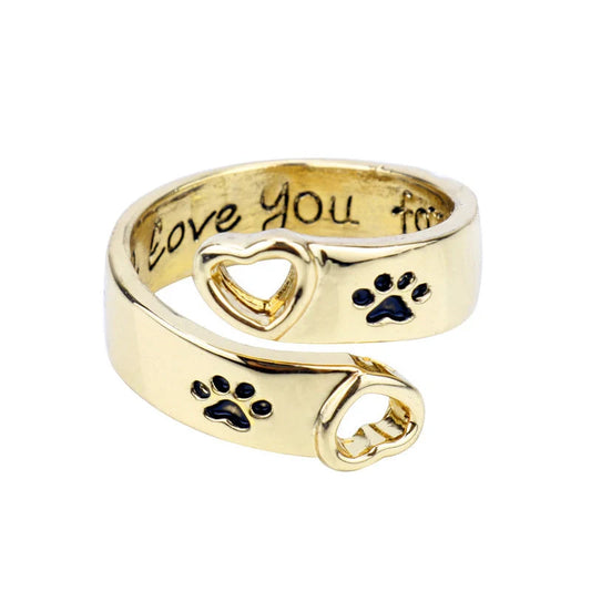 Adjustable Hollow Love Dog Claw Ring in gold with a unique design