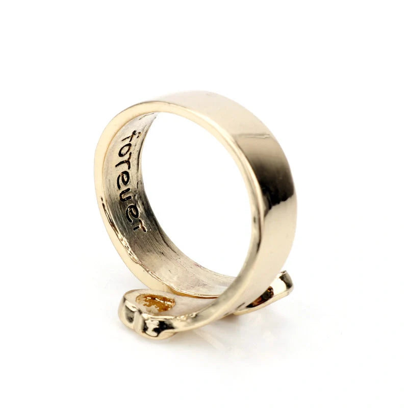 Adjustable Hollow Love Dog Claw Ring in gold with a unique design