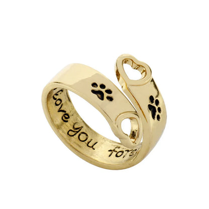 Adjustable Hollow Love Dog Claw Ring in gold with a unique design