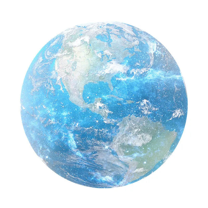Round natural rubber mouse pad with silk cloth surface showing planet pattern design