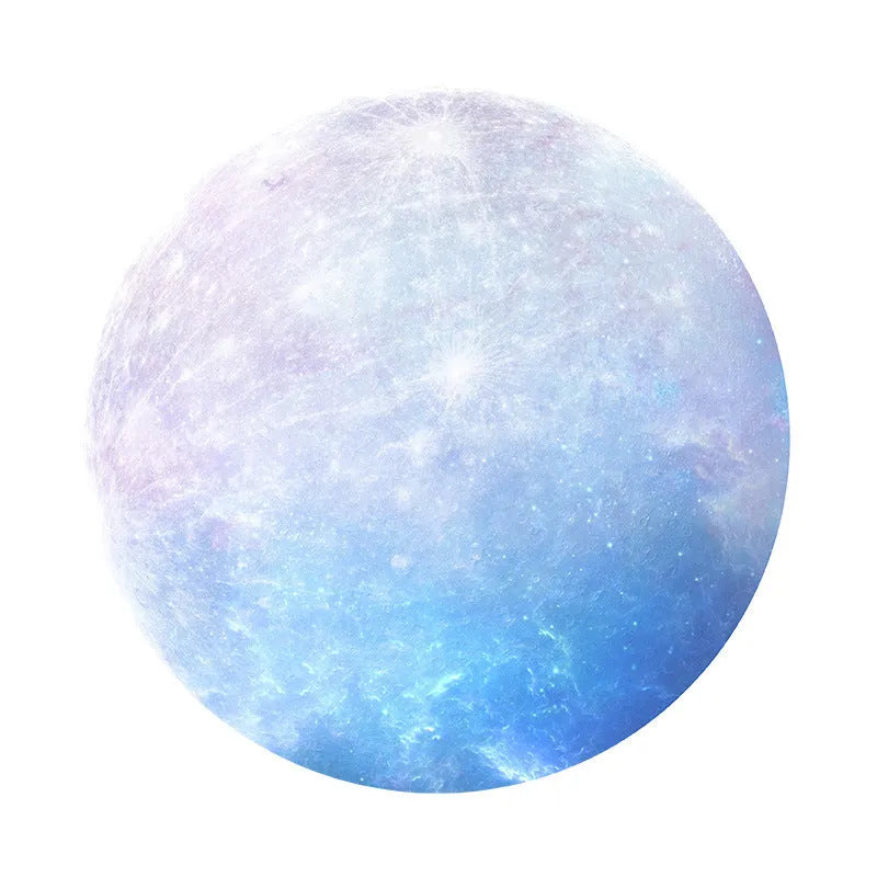 Round natural rubber mouse pad with silk cloth surface showing planet pattern design