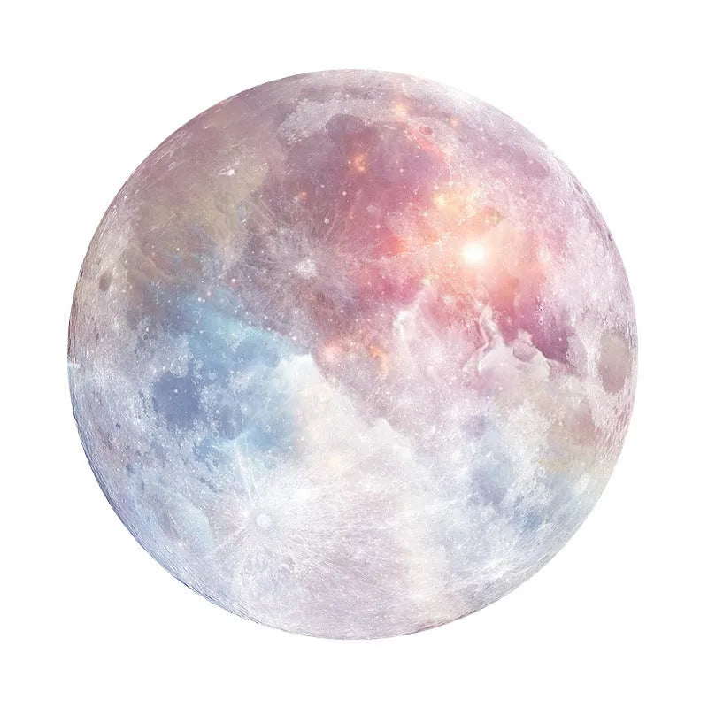 Round natural rubber mouse pad with silk cloth surface showing planet pattern design