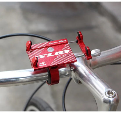Aluminium bicycle phone holder with 360-degree rotation mounted on handlebars
