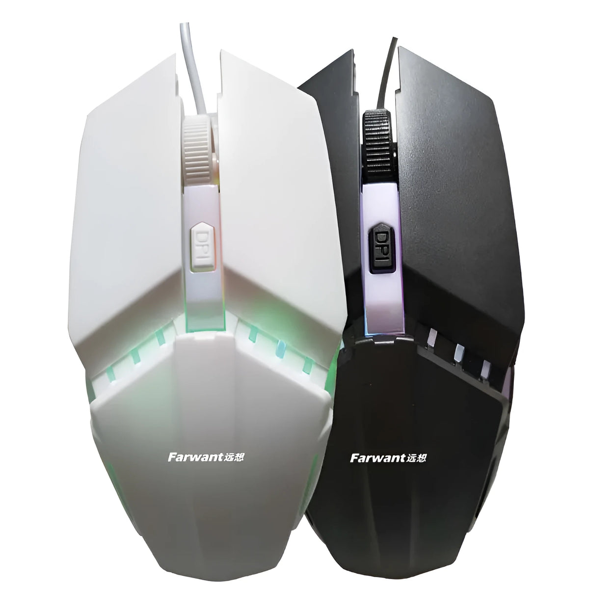 Wired photoelectric USB mouse in black or white, 800dpi, 3 buttons, 125 x 75 x 40 mm, ergonomic design