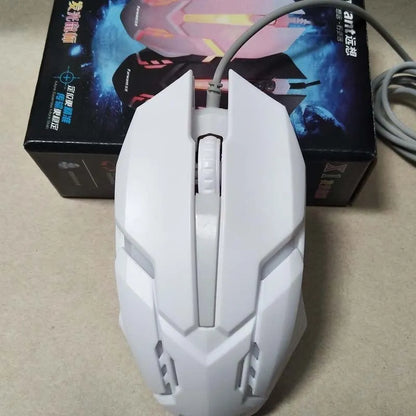 Wired photoelectric USB mouse in black or white, 800dpi, 3 buttons, 125 x 75 x 40 mm, ergonomic design