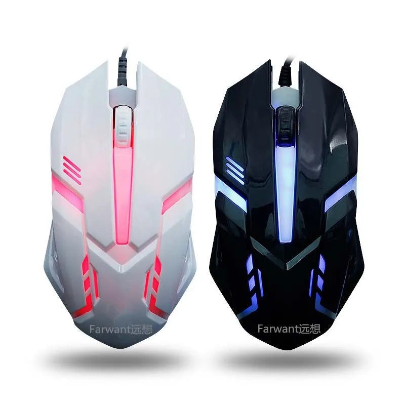 Wired photoelectric USB mouse in black or white, 800dpi, 3 buttons, 125 x 75 x 40 mm, ergonomic design