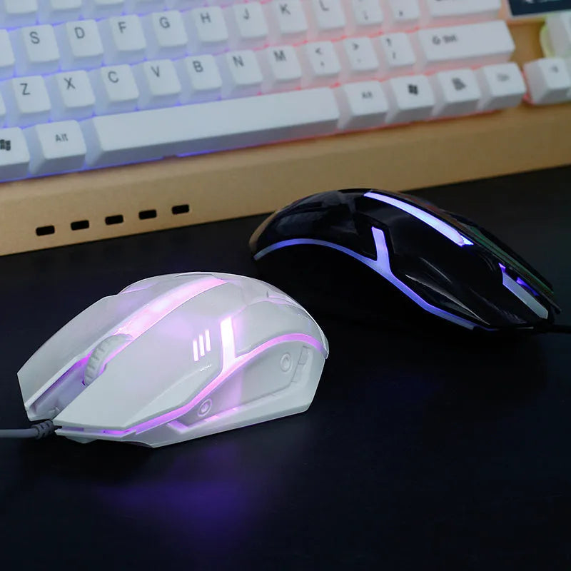 Wired photoelectric USB mouse in black or white, 800dpi, 3 buttons, 125 x 75 x 40 mm, ergonomic design