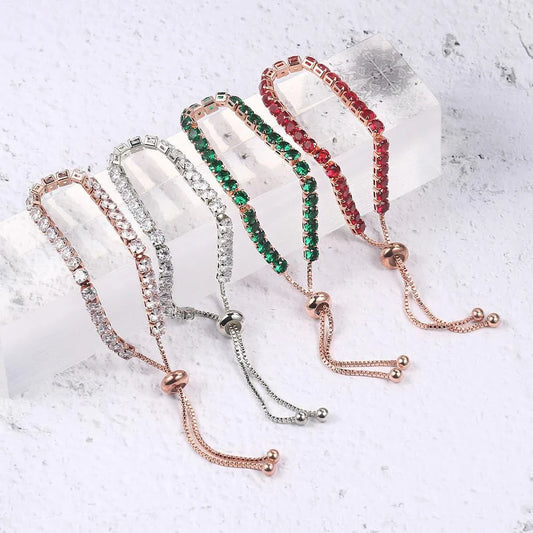 Elegant copper bracelet with sparkling zircon stones in various colours