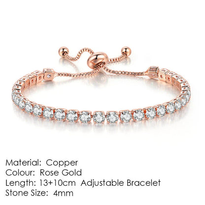 Elegant copper bracelet with sparkling zircon stones in various colours