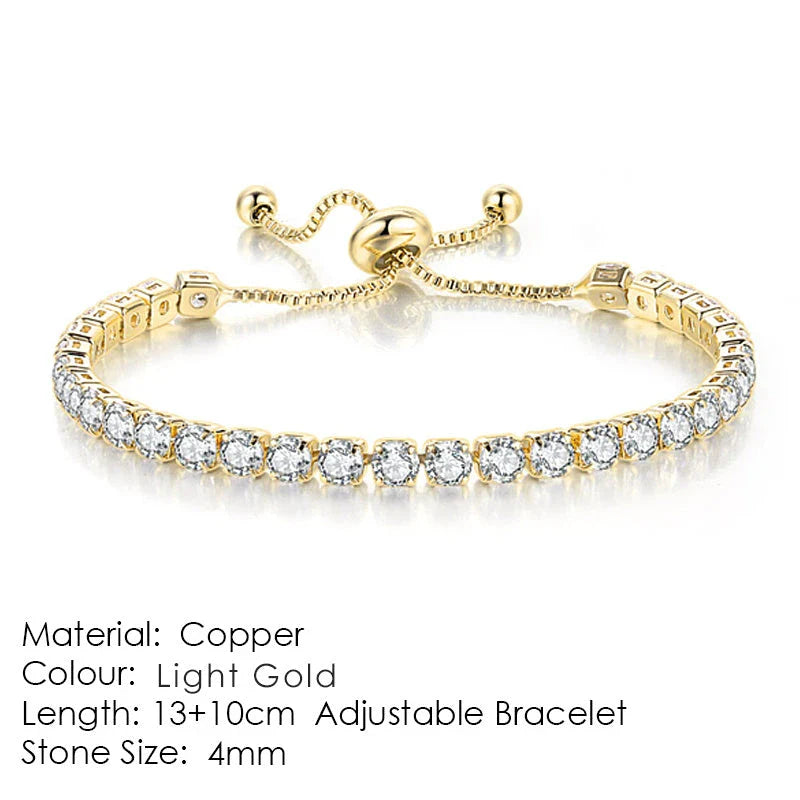 Elegant copper bracelet with sparkling zircon stones in various colours