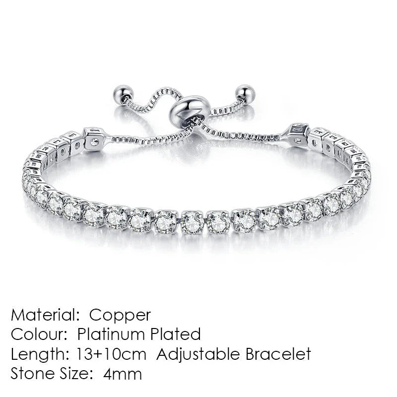 Elegant copper bracelet with sparkling zircon stones in various colours