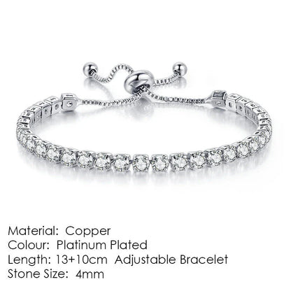 Elegant copper bracelet with sparkling zircon stones in various colours